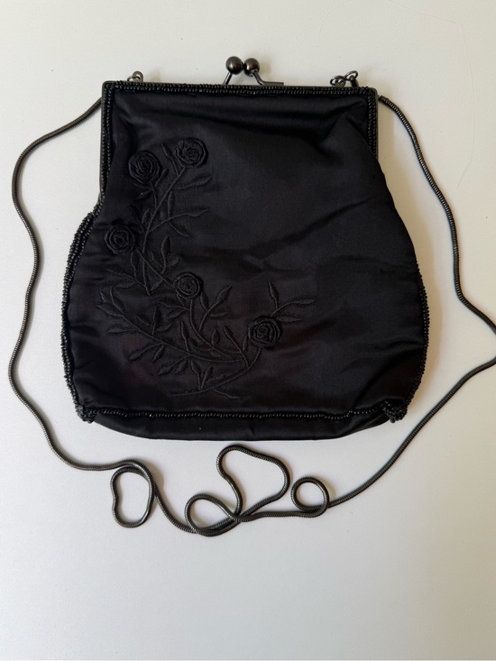 Handbags - Black Embroidered Evening Crossbody Bag